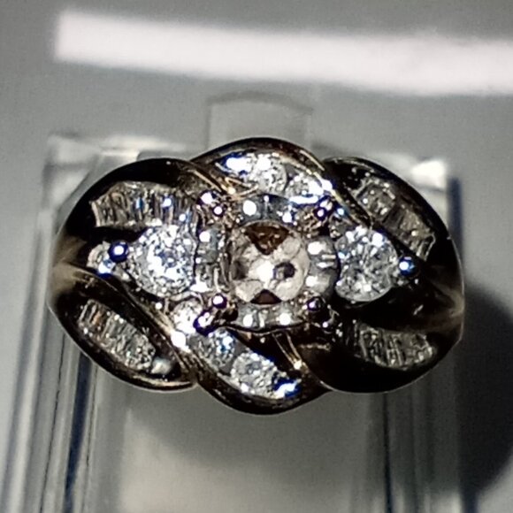 14Kt Yellow Gold 2/3-Carat Diamond 5mm Round Semi-Mount Marriage Ring - Picture 3 of 7